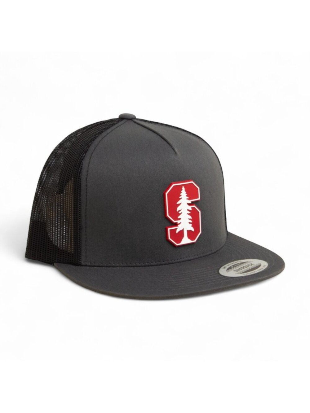 Stanford Cardinal 3D Snapback Flat Bill Trucker Hat- Charcoal/ Black